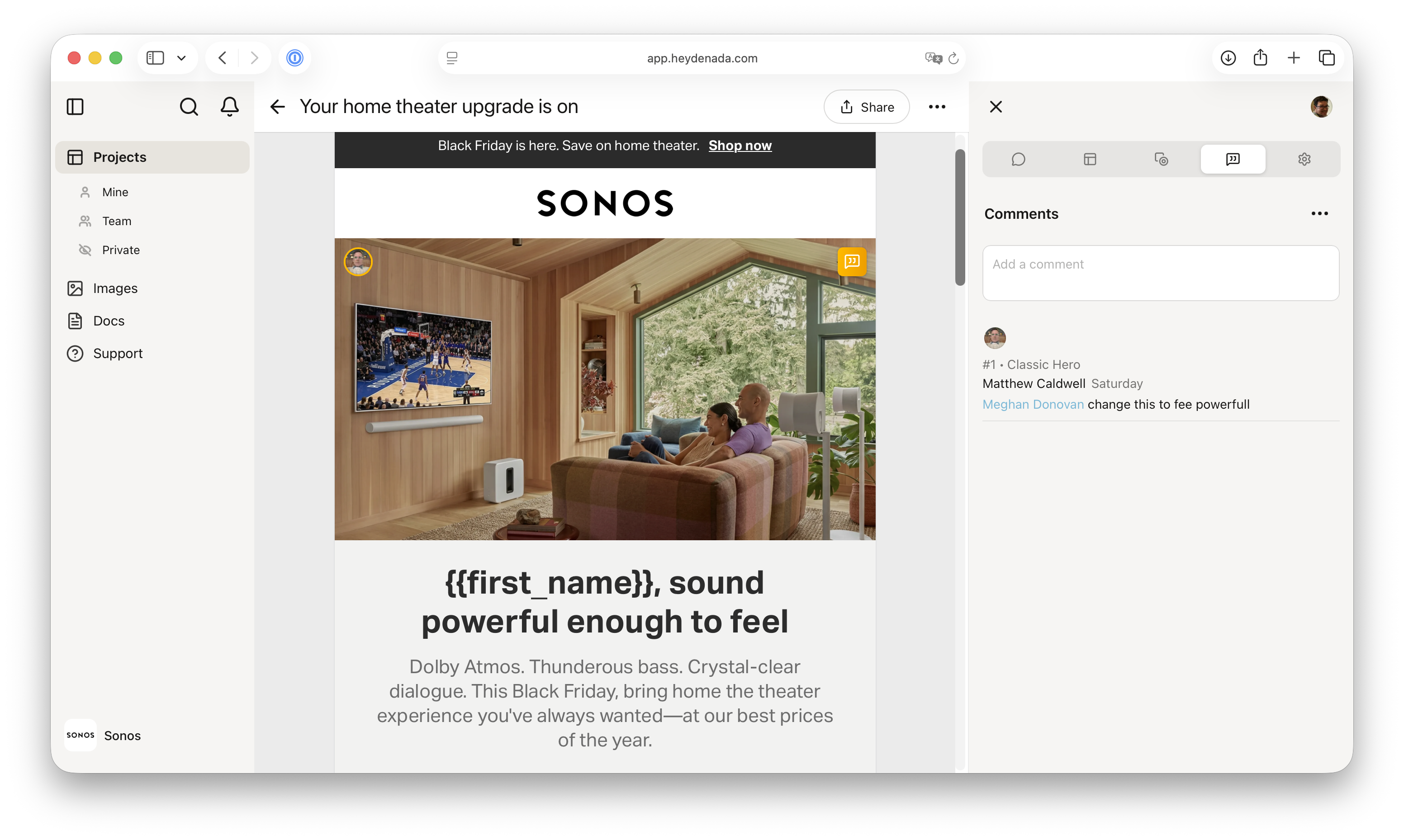 Denada — inline comments and collaboration on email creative